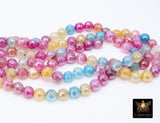 Electroplated Faceted Pink Agate Beads, Pearly Blue Yellow And Fuchsia Beads BS #237