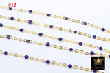 Enamel Satellite Chain, Gold Dainty Tiny Beaded, By the Yard Unfinished Chains CH #621