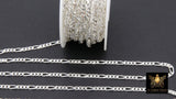 925 Sterling Silver Figaro Chains, 7.6 x 3.5 mm Unfinished Large Chain, By The Foot, Paperclip and 3 Short Rolo Link Chains