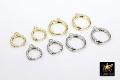 Smooth Lever back Round Ear Ring Hoops,  12 mm 15 mm Huggie Tube #2605,  3 mm Thick High Quality Gold, Silver Wire Findings, Open Loops