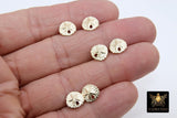 14 K Gold Filled Sand Dollar Earrings, 9 mm Round Stud Post Findings #2241, Nautical Earrings