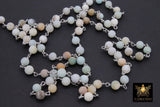 Matte Amazonite Rosary Chain, 6 mm Silver Wire Wrapped CH #537, Frosted Beaded Chain