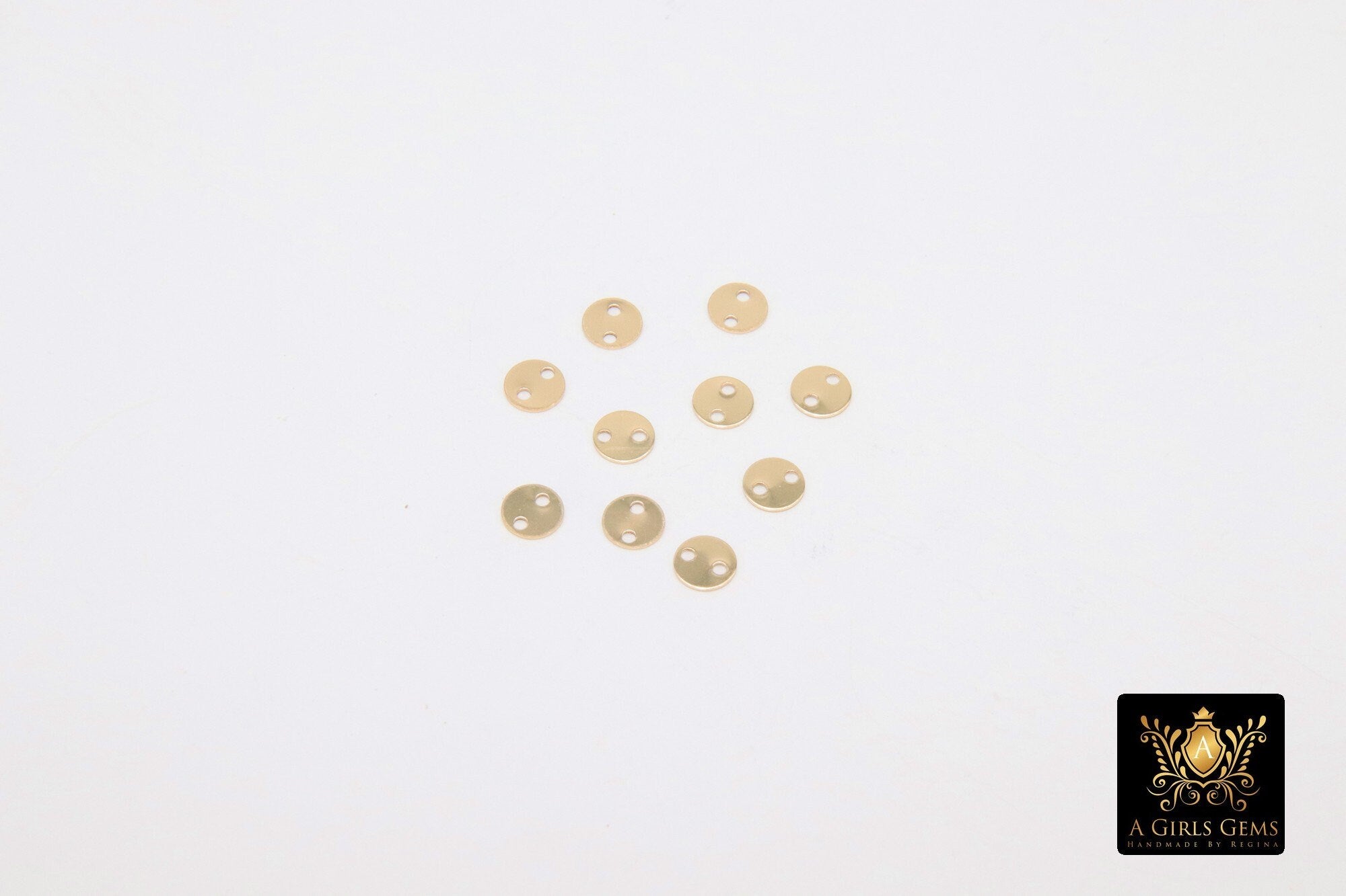 14 K Gold Filled 4 mm Round Disc Connectors, 10 Pc Tiny Flat Gold Blanks #2245, Minimalist 14 20 Jewelry