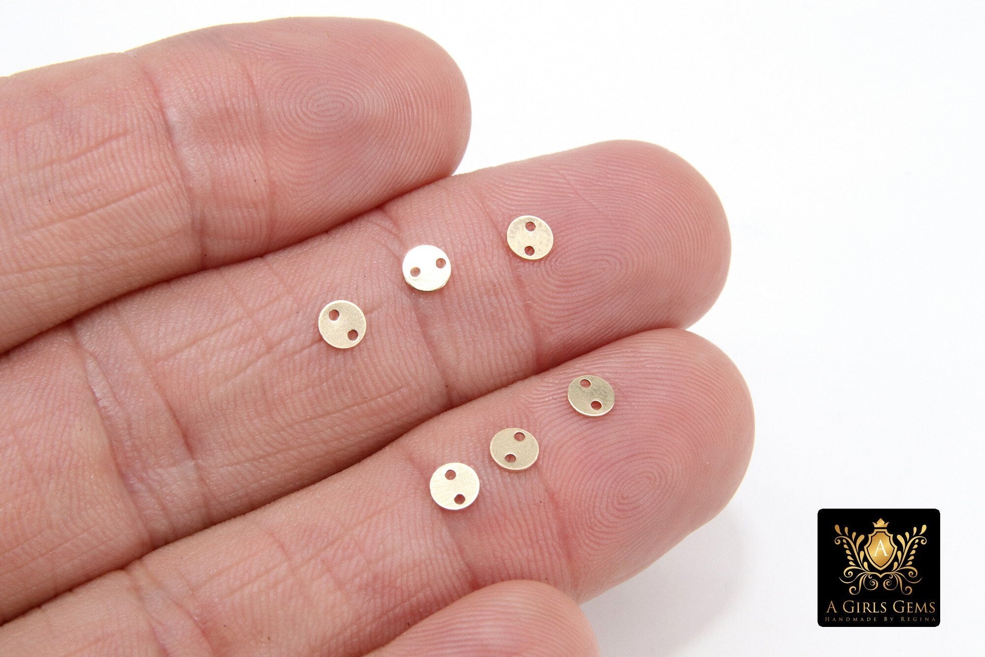 14 K Gold Filled 4 mm Round Disc Connectors, 10 Pc Tiny Flat Gold Blanks #2245, Minimalist 14 20 Jewelry