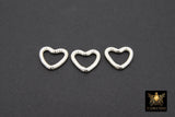 925 Sterling Silver Heart Push Clasp, 14 mm Gold Plated Spring Heart Shaped #2286, Clip Connector