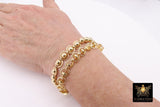 Gold Heishi Beaded Bracelet, 6 mm Gold Saturn Rondelle and Round Stretchy Bracelet #795, Round Beaded Bracelets