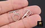 925 Sterling Silver Toggle Clasp Set, 14 x 12 mm Toggle Ring #2637, 19 mm T Bar Stamped 925 Clasps