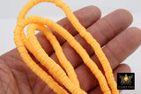 2 Strands 6 mm Clay Flat Beads, Yellow Heishi beads in Polymer Clay Disc CB #139, Light Orange Rondelle in 17.75 inch Strands