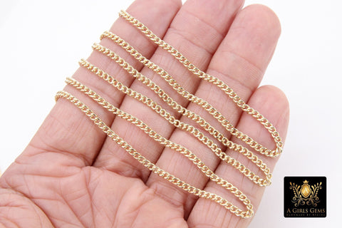 14 K Gold Filled Curb Chain, 3.5 mm 14 20 Dainty Curb Chain CH #734, 14 K Gold Filled Unfinished Cable Jewelry Chain