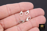 925 Sterling Silver Lobster Clasps, Silver Oval Long Clasps #2814, Stamped 6 x 12 mm