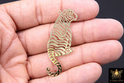Gold Tiger Charm, Reversible Gold Plated Striped Tiger Body, 22 x 54 mm LSU Animal