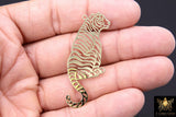 Gold Tiger Charm, Reversible Gold Plated Striped Tiger Body AG #3325, 22 x 54 mm LSU Animal