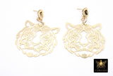 Gold Tiger Head Earrings, Gold Stud Earrings AG #2399, LSU Gameday Jewelry