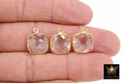 Clear Quartz Charms, 12 mm Gold Gemstone Charms #3002, Sterling Silver