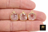 Clear Quartz Charms, 12 mm Gold Gemstone Charms #3002, Sterling Silver