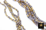 Gold and Lavender Beige Electroplated Bead Strand, Light Purple and Gold beads BS #33, size 6 x 8mm or 8 x 10 mm