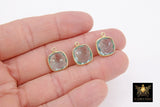 Blue Topaz Square Charms, 12 mm Gold Gemstone Charms #2993, Sterling Silver