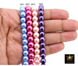 Colorful Round Crystal Beads, 8 mm Pearlized Beads CB #263, 31.1 Inch Strands