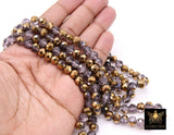 Gold and Lavender Beige Electroplated Bead Strand