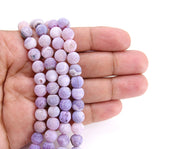 Crackled Multi Color Purple Agate Beads, 8 mm Frosted Cream Beads BS #10, Matte Lavender Round Beads
