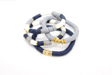 Heishi Beaded Bracelet, Blue Gray White Gold Stretchy Bracelet #3331, Georgetown Team School Spirit Clay Beaded Bracelets