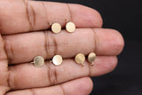 14 K Gold Filled Stud Earrings, 6mm High Quality Gold Round Disc Stud Post Findings #841, Open Loop Component Parts
