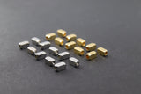 Gold Metal Rectangle Spacer Beads,  6 x 3 mm Silver Plated Box Spacer Beads AG #2365, Long Tube Beads