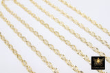 14 K Gold Filled Starburst Chains, 6.4 mm Oval Sequin Bar Chains CH #668, Unfinished Hammered Chain, Long and Short Rolo, By the Foot