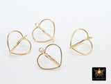 Gold Double Heart 3 D Hoop Ear Rings, 16 mm Gold Heart Shape Charms #504, Heart Gold Hoops