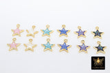 Gold Shell Star Charms, 13 mm Pink Starburst #3346, Blue Aqua White or Black Star Charms