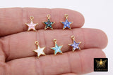 Gold Shell Star Charms, 13 mm Pink Starburst #3346, Blue Aqua White or Black Star Charms