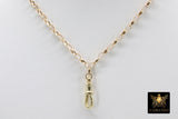 14 K Gold Filled Swivel Fob Rolo Necklace, Gold Oval Thick Rolo Chain Adjustable Choker #3424, Charm Necklace