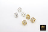 CZ Round Gold Silver Rondelle Thick Beads