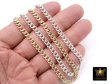 14 K Gold Filled Cuban Curb, 6.5 mm USA 925 Sterling Silver Chain CH #869, Large Unfinished Diamond Cut Curb Gold Chain #665, By the Foot