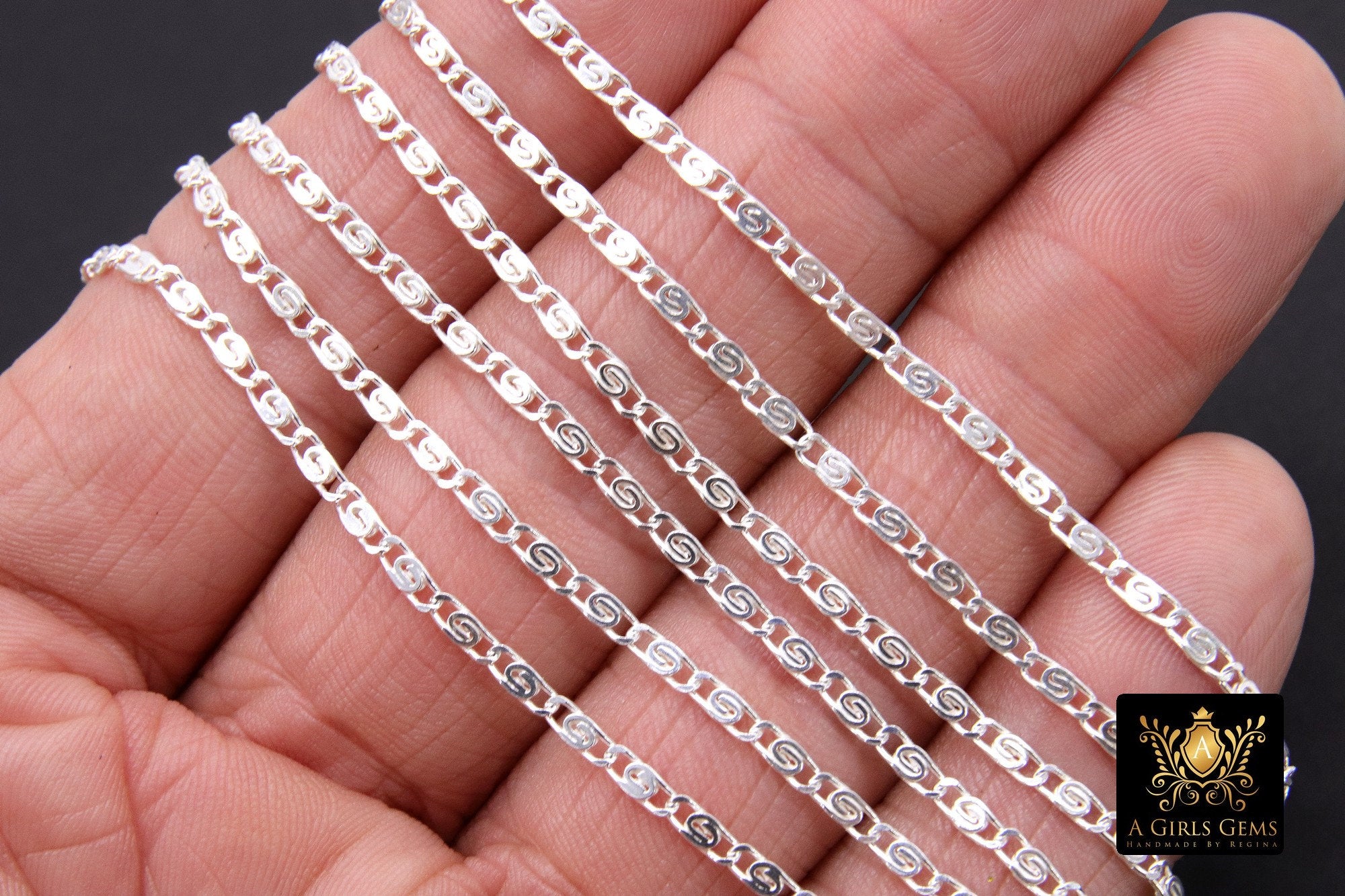 925 Sterling Silver Bar Chain, 6 mm Silver Sequin Chains CH #868, Silver Oval Unfinished Chains, Boho Jewelry
