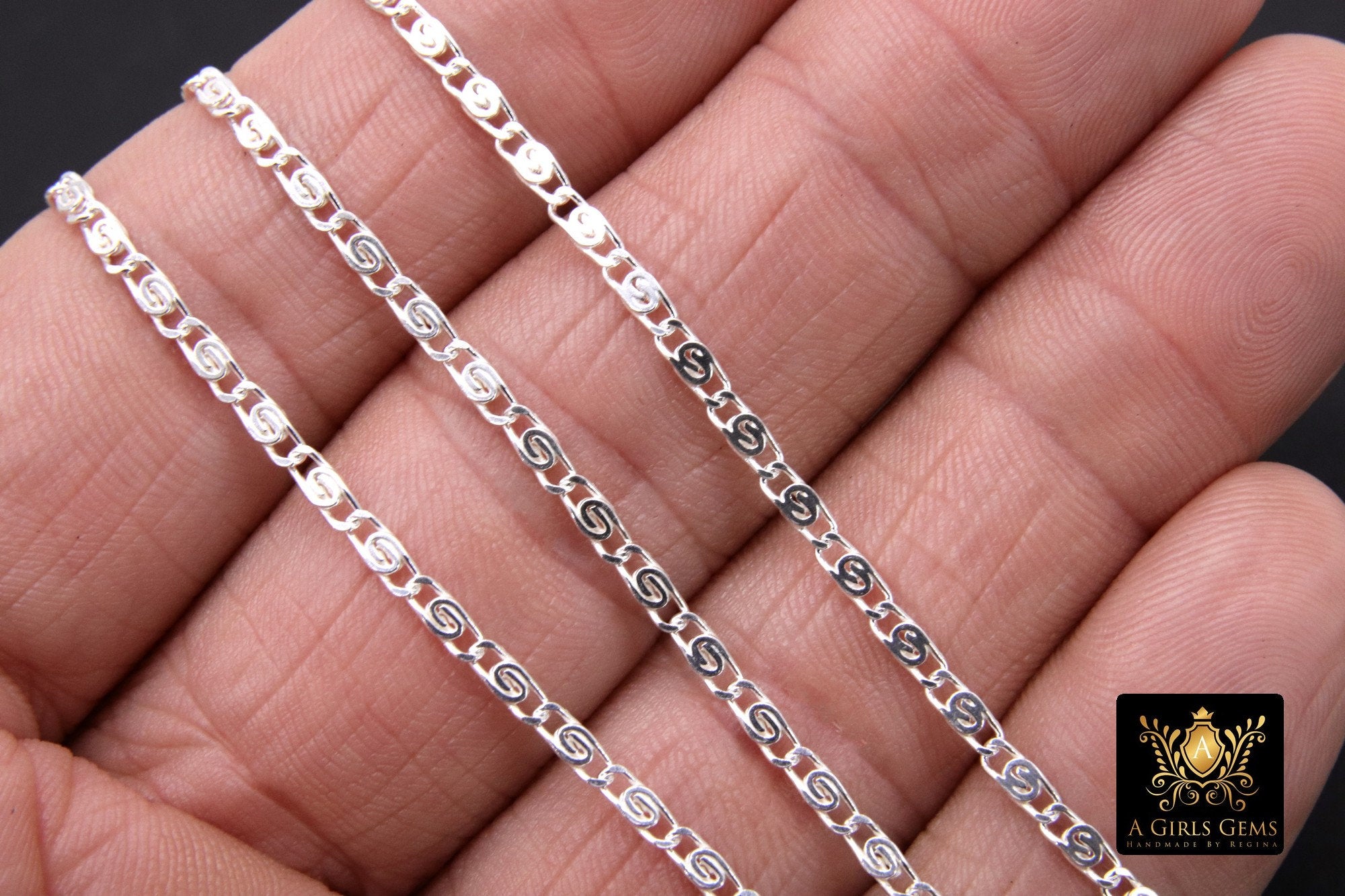 925 Sterling Silver Bar Chain, 6 mm Silver Sequin Chains CH #868, Silver Oval Unfinished Chains, Boho Jewelry
