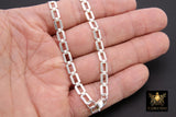 925 Sterling Silver Necklace, Rectangle Chunky Designer Chain Choker #3427, Silver Large Paperclip Link Choker